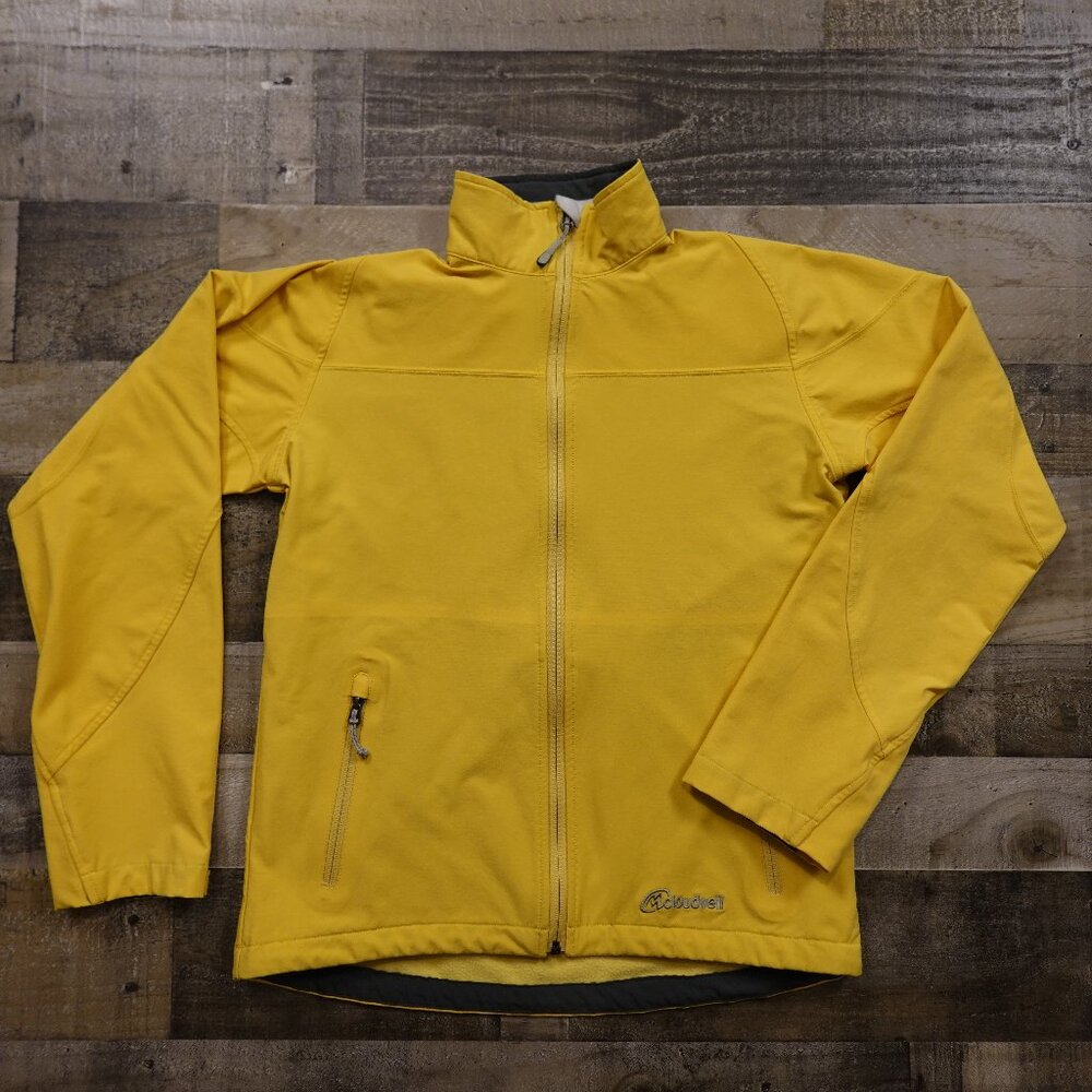 Cloudveil Softshell Jacket Mens Large Yellow Full Zip Outdoor Hiking Windbreaker